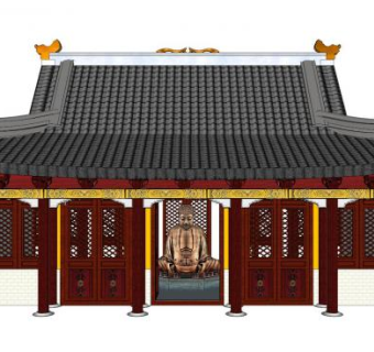 中式古建庙宇SU模型下载_sketchup草图大师SKP模型