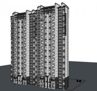新中式高层住宅su模型下载_sketchup草图大师SKP模型