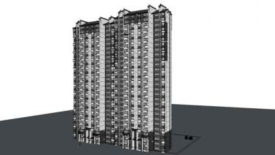 新中式高层住宅su模型下载_sketchup草图大师SKP模型