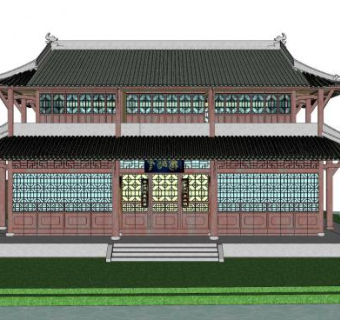 中式建筑楼阁SU模型下载_sketchup草图大师SKP模型