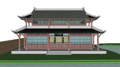 中式建筑楼阁SU模型下载_sketchup草图大师SKP模型