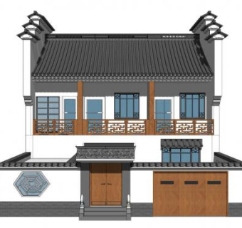 新中式徽派住宅SU模型下载_sketchup草图大师SKP模型