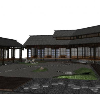 中式古建宅邸庭院SU模型下载_sketchup草图大师SKP模型