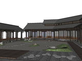 中式古建宅邸庭院SU模型下载_sketchup草图大师SKP模型