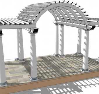 拱形廊架su模型下载_sketchup草图大师SKP模型