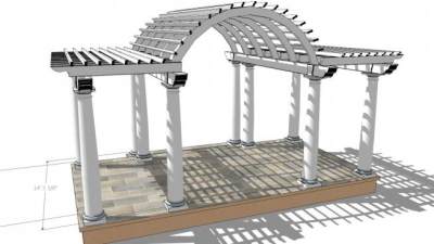 拱形廊架su模型下载_sketchup草图大师SKP模型