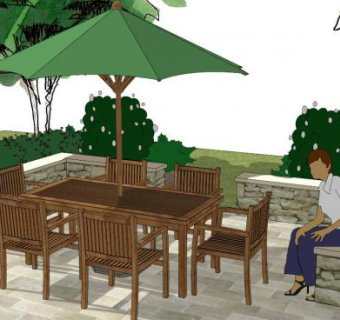 简约休息区桌椅su模型下载_sketchup草图大师SKP模型