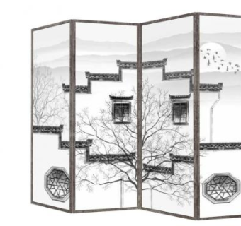 新中式屏风su模型下载_sketchup草图大师SKP模型