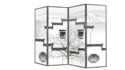 新中式屏风su模型下载_sketchup草图大师SKP模型