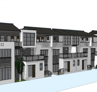 新中式徽派别墅外观sketchup模型下载_sketchup草图大师SKP模型
