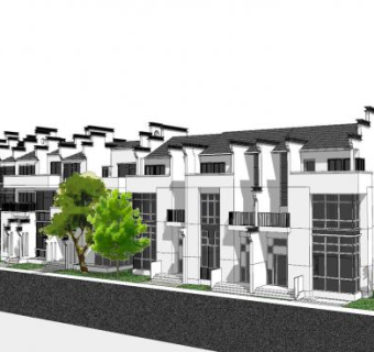 新中式建筑江南别墅SU模型下载_sketchup草图大师SKP模型