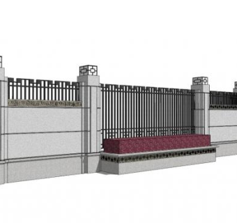 复古庭院围墙su模型下载_sketchup草图大师SKP模型