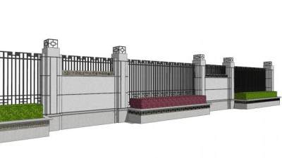 复古庭院围墙su模型下载_sketchup草图大师SKP模型