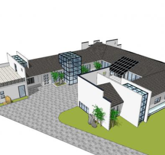新中式徽派简约住宅SU模型下载_sketchup草图大师SKP模型