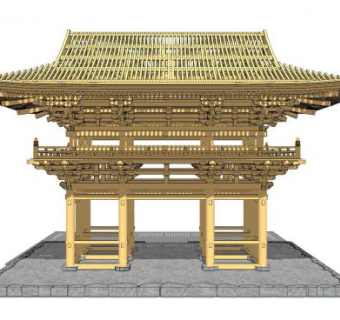 中式古建亭台桁架SU模型下载_sketchup草图大师SKP模型
