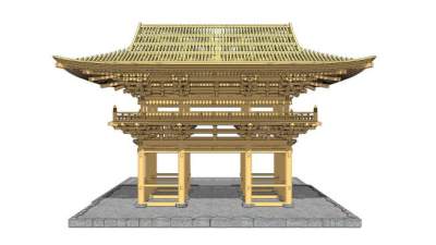 中式古建亭台桁架SU模型下载_sketchup草图大师SKP模型