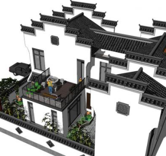 徽派建筑屋顶su模型下载_sketchup草图大师SKP模型