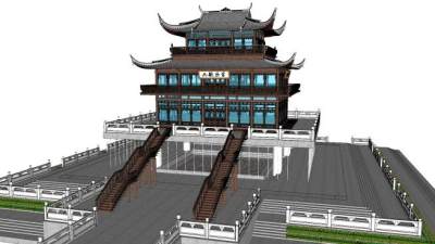 中式九歌乐宫建筑SU模型下载_sketchup草图大师SKP模型