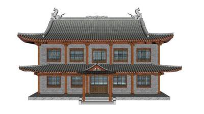 中式古建楼阁sketchup模型下载_sketchup草图大师SKP模型