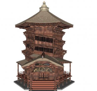 古建楼阁木塔SU模型下载_sketchup草图大师SKP模型