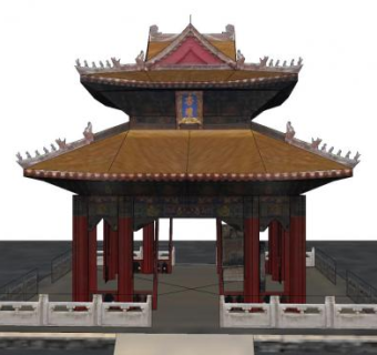 中式古建重檐亭子SU模型下载_sketchup草图大师SKP模型