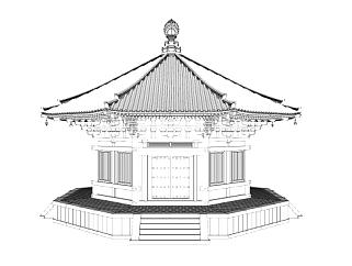 中式古建攒尖顶楼阁SU模型下载_sketchup草图大师SKP模型