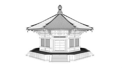 中式古建攒尖顶楼阁SU模型下载_sketchup草图大师SKP模型