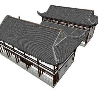 中式古建民房合院SU模型下载_sketchup草图大师SKP模型
