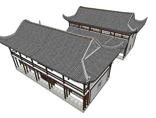 中式古建民房合院SU模型下载_sketchup草图大师SKP模型