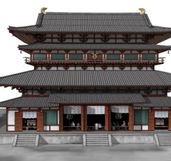 日本平等院古建筑SU模型下载_sketchup草图大师SKP模型