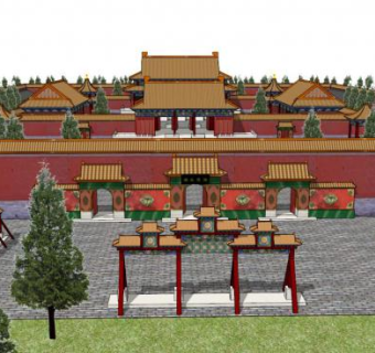 清代古建筑su模型下载_sketchup草图大师SKP模型