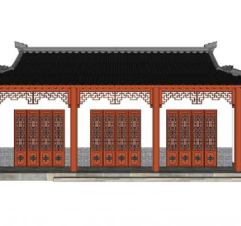 中式歇山顶民房SU模型下载_sketchup草图大师SKP模型
