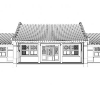 古建卷棚顶居民房SU模型下载_sketchup草图大师SKP模型