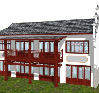 新中式徽派民楼SU模型下载_sketchup草图大师SKP模型