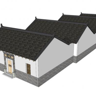 古建悬山顶居民房SU模型下载_sketchup草图大师SKP模型