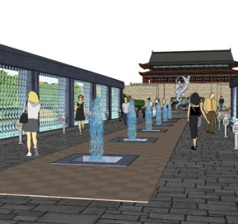 古代走廊su模型下载_sketchup草图大师SKP模型