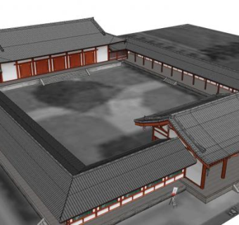 中式古建合院SU模型下载_sketchup草图大师SKP模型