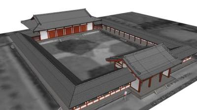 中式古建合院SU模型下载_sketchup草图大师SKP模型