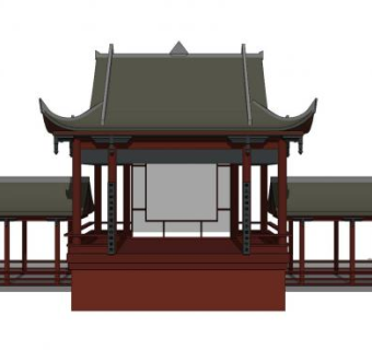 中式古建民俗戏台SU模型下载_sketchup草图大师SKP模型