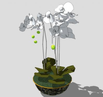 小花盆su模型下载_sketchup草图大师SKP模型