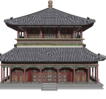 古建攒尖顶阁楼SU模型下载_sketchup草图大师SKP模型