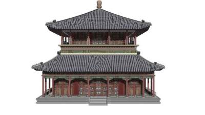 古建攒尖顶阁楼SU模型下载_sketchup草图大师SKP模型