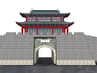 中式建筑城门SU模型下载_sketchup草图大师SKP模型