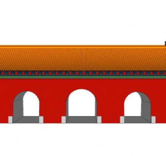 中式城门SU模型下载_sketchup草图大师SKP模型