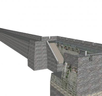 中式古城墙SU模型下载_sketchup草图大师SKP模型