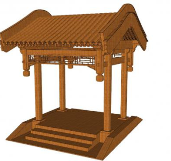 中式木制垂花门SU模型下载_sketchup草图大师SKP模型