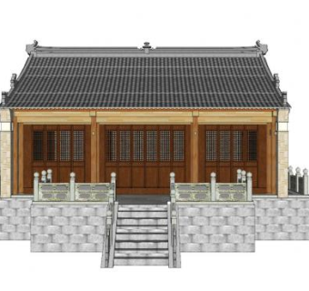 中式建筑八仙观正殿SU模型下载_sketchup草图大师SKP模型