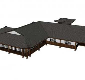 日式古建房屋SU模型下载_sketchup草图大师SKP模型