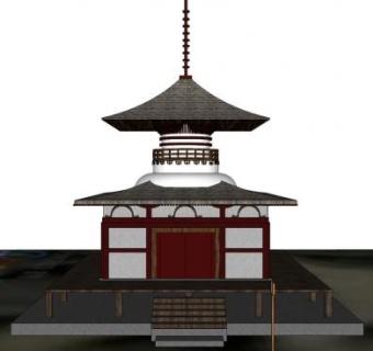 古建塔外观SU模型下载_sketchup草图大师SKP模型