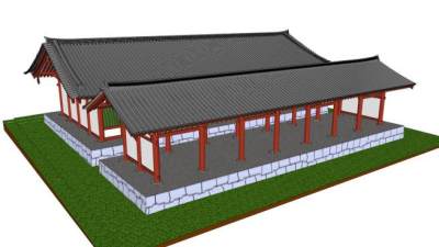 中式古建阁楼廊亭SU模型下载_sketchup草图大师SKP模型